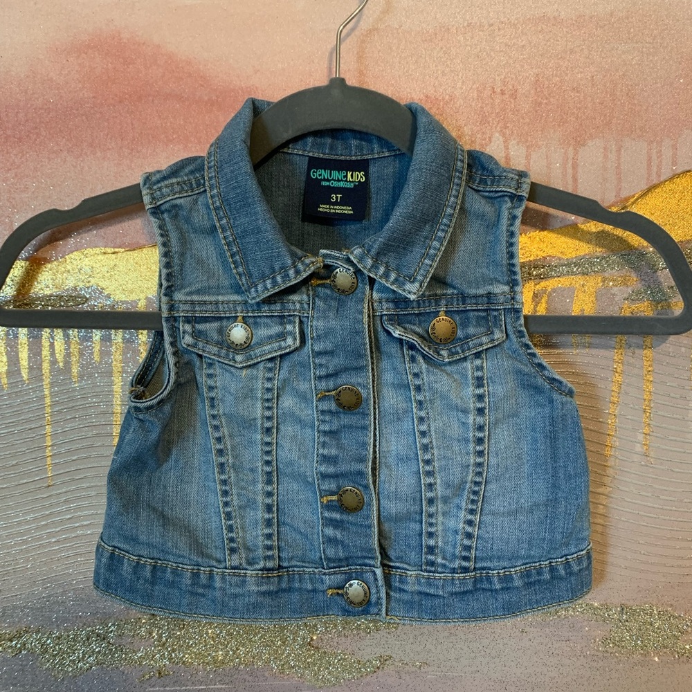 Genuine Kids From Oshkosh Girls Denim Vest Size 3T